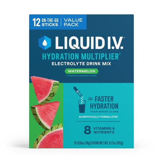 Liquid I.V. Watermelon Hydration Multiplier Powdered Electrolyte Drink Mix, 12 Count Packets