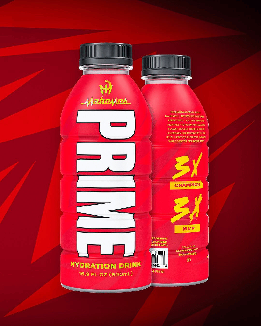 Rare PRIME Hydration Drink Patrick Mahomes Limited Edition 16.9 oz.