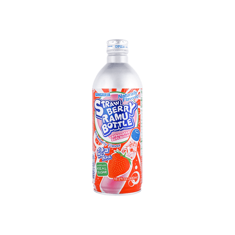 SANGARIA Strawberry Ramu Bottle - Carbonated Soft Drink, 16.2fl oz