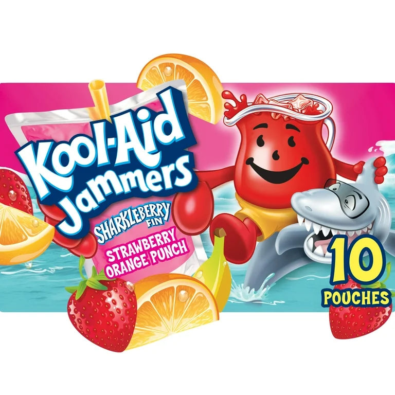 Kool-Aid Jammers Sharkleberry Fin Strawberry Orange Punch Kids Drink 10 Ct Box