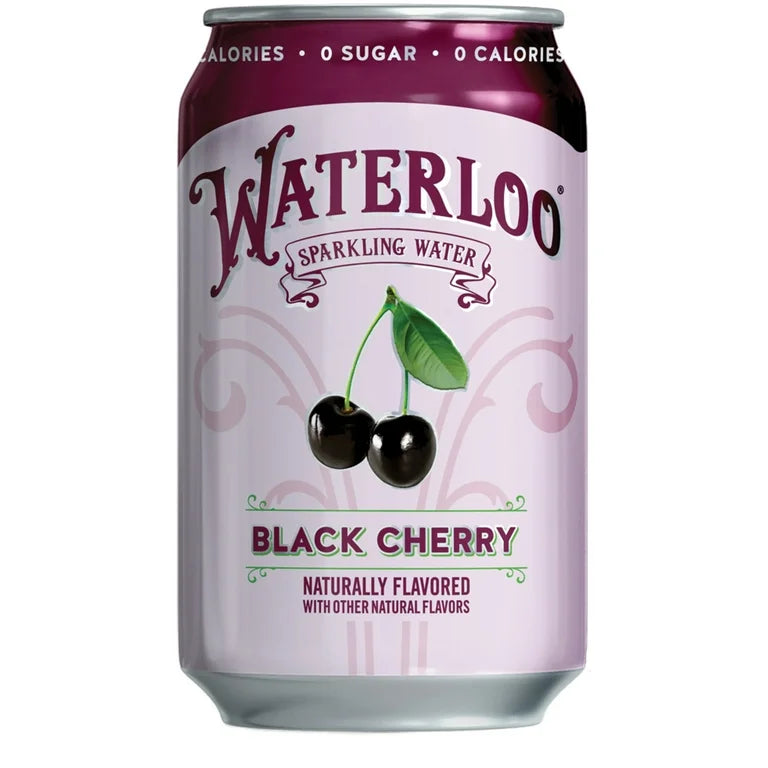 Waterloo Sparkling Water, Black Cherry, 12 fl oz, 8 Pack Cans