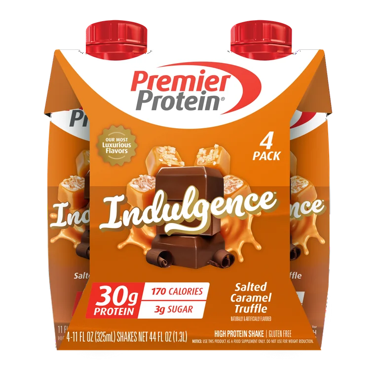 Premier Protein Indulgence Protein Shake, Salted Caramel Truffle, 30g Protein, 11 fl oz, 4 Ct