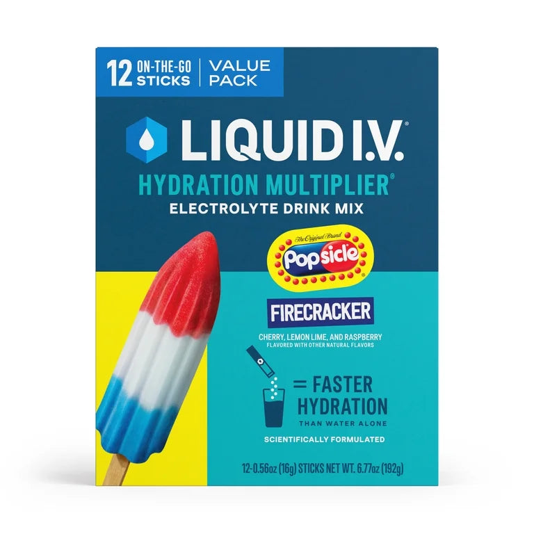 Liquid I.V. Popsicle Firecracker Hydration Multiplier Powdered Electrolyte Drink Mix, 12 Ct Packets