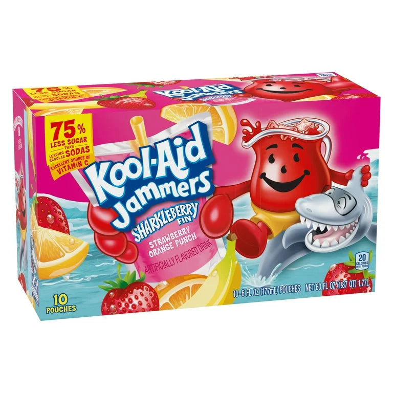 Kool-Aid Jammers Sharkleberry Fin Strawberry Orange Punch Kids Drink 10 Ct Box