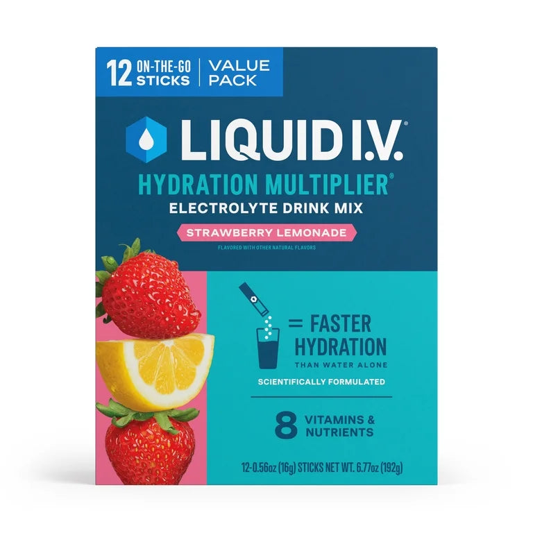 Liquid I.V. Strawberry Lemonade Hydration Multiplier Powdered Electrolyte Drink Mix, 12 Count Packets