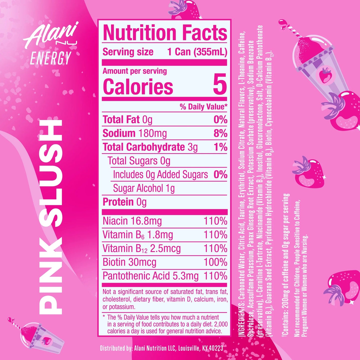 Alani Nu Energy Drink, Pink Slush, 12 fl oz