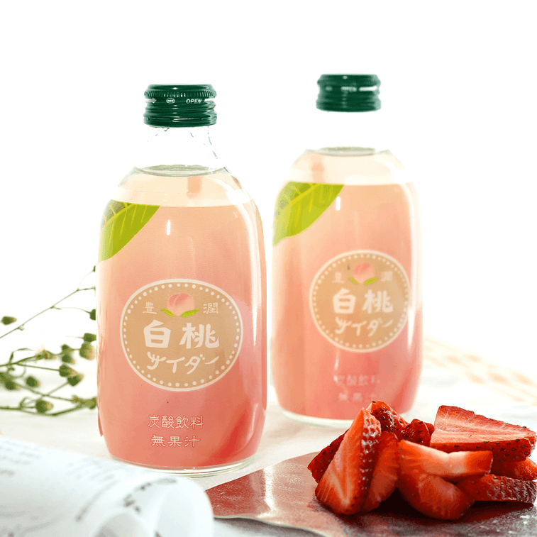 TOMOMASU White Peach Cider Soda 300ml - Exotic Japanese Drink