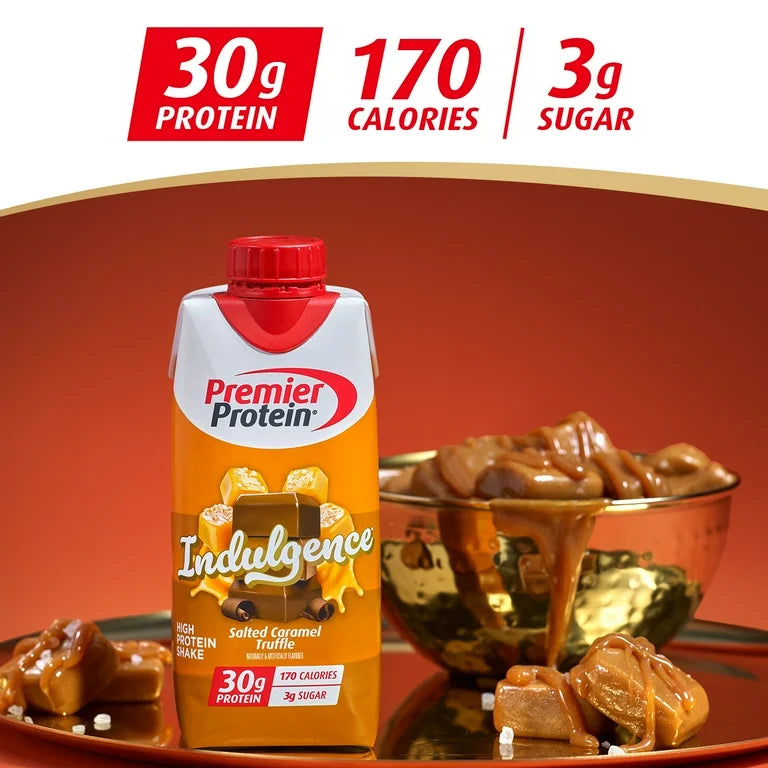 Premier Protein Indulgence Protein Shake, Salted Caramel Truffle, 30g Protein, 11 fl oz, 4 Ct