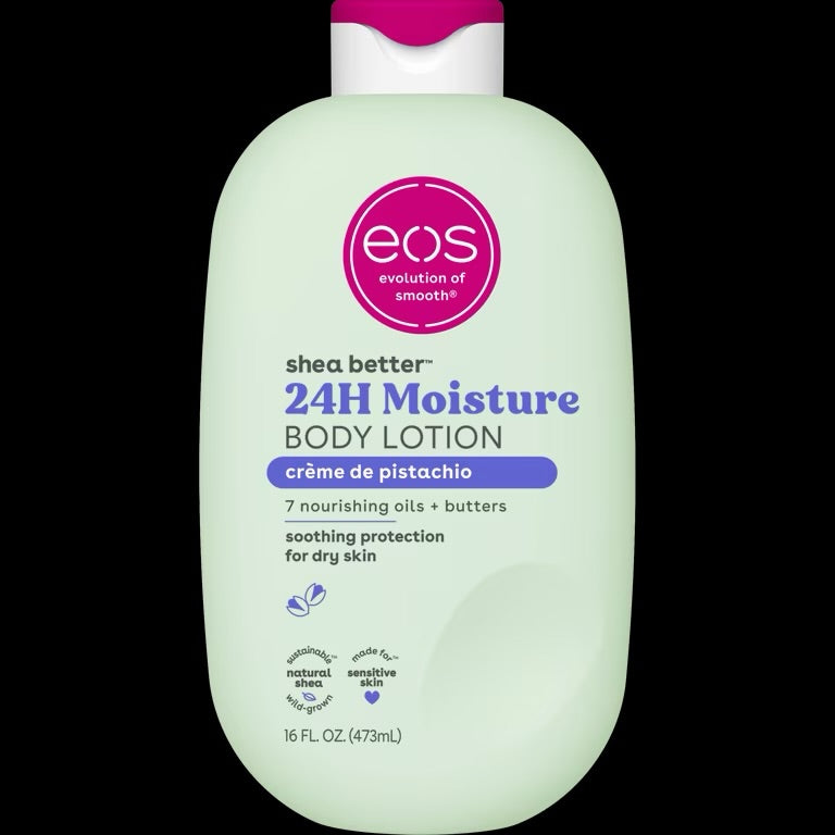 eos Shea Better Body Lotion- Creme de Pistachio, 24H Moisture for Dry Skin, 16 fl oz