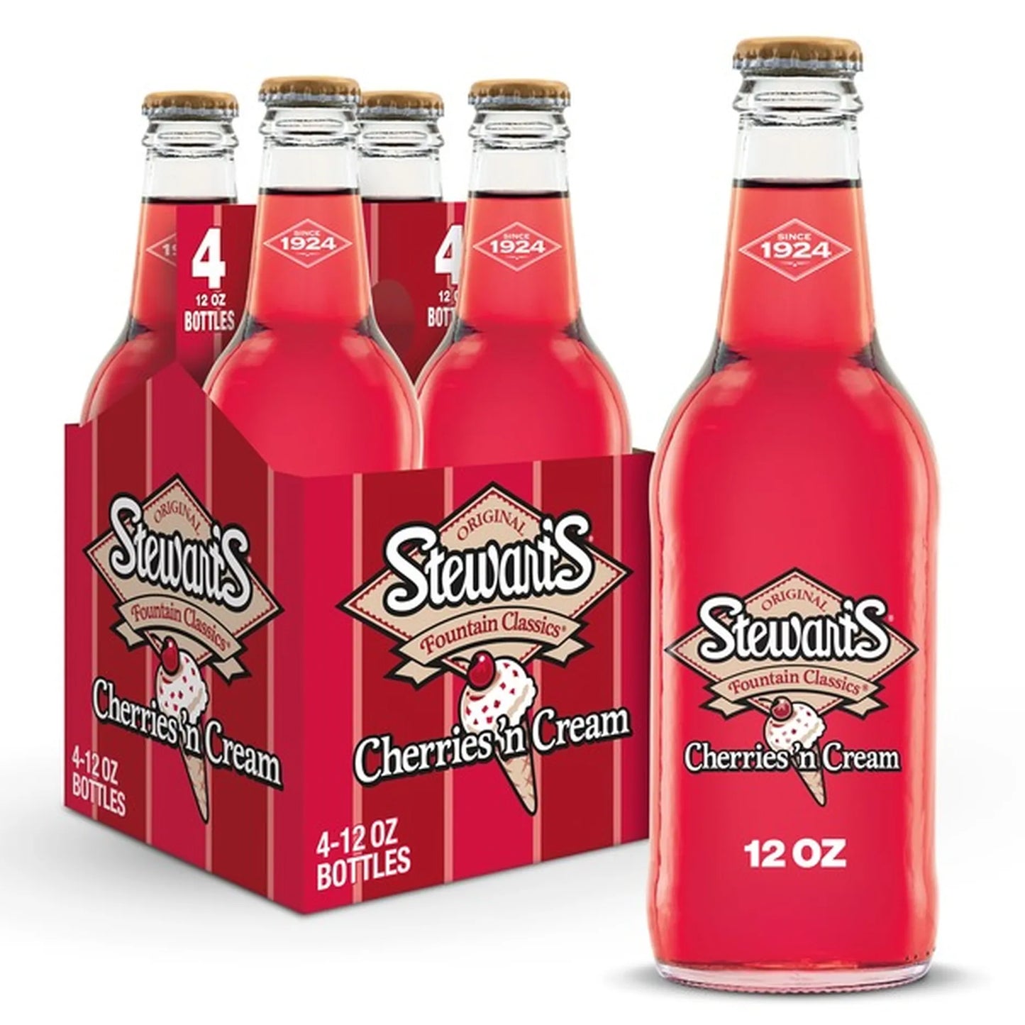 Stewart's Cherries 'n Cream Made with Sugar Cane 12 Oz Bottle