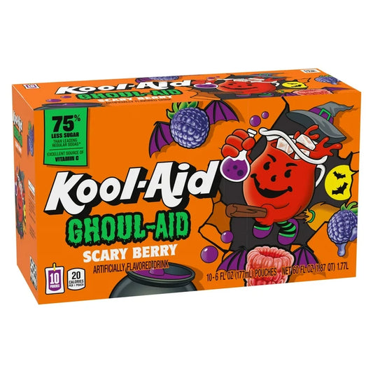 Kool-Aid Ghoul-Aid Scary Berry Drink, 10 ct Box, 6 oz Pouches