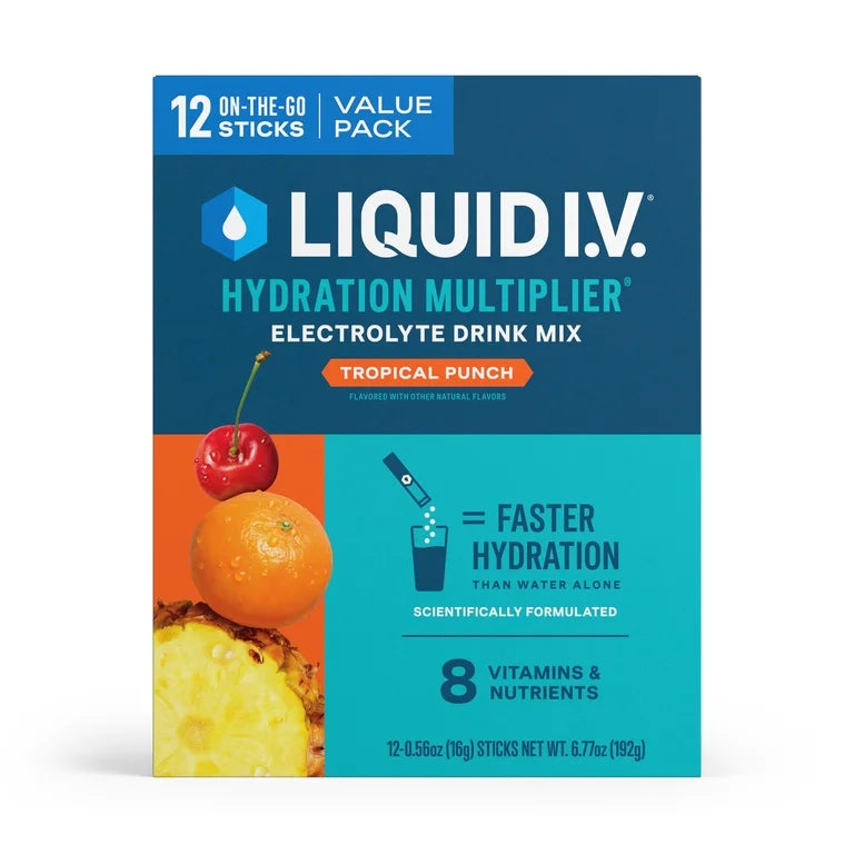 Liquid I.V. Tropical Punch Hydration Multiplier Powdered Electrolyte Drink Mix, 12 Count Packets