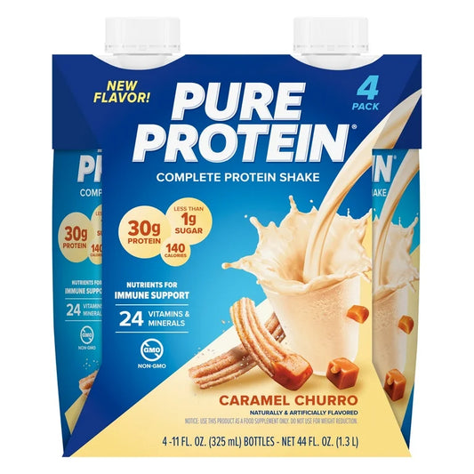 Pure Protein, Caramel Churro Complete Protein Shake, 30g Protein, 11 fl oz, 4 Ct
