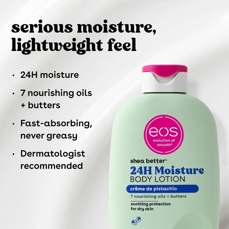 eos Shea Better Body Lotion- Creme de Pistachio, 24H Moisture for Dry Skin, 16 fl oz