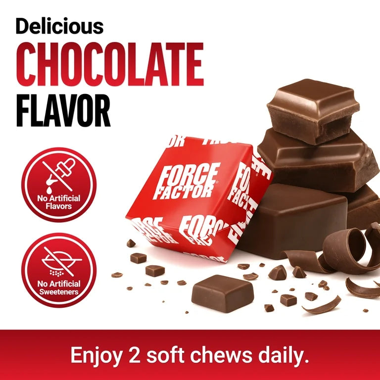 Force Factor NAD+ Longevity, Healthy Aging NAD Supplement, Resveratrol & Nicotinamide for Cellular Energy & Cognitive Health, Chocolate, 60 Soft Chews