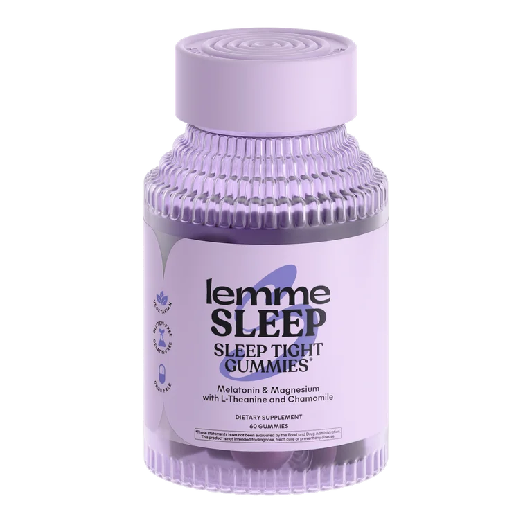 Lemme Sleep Gummies with 5mg Melatonin, Elderberry, Magnesium, L-Theanine, Chamomile and Lavender, Drug-Free Nighttime Sleep Aid, Vegan, Gluten Free, Gelatin Free, Non GMO, Berry Flavored, 60 Count
