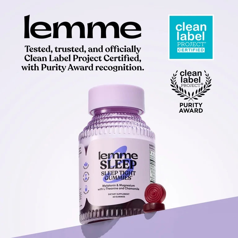 Lemme Sleep Gummies with 5mg Melatonin, Elderberry, Magnesium, L-Theanine, Chamomile and Lavender, Drug-Free Nighttime Sleep Aid, Vegan, Gluten Free, Gelatin Free, Non GMO, Berry Flavored, 60 Count