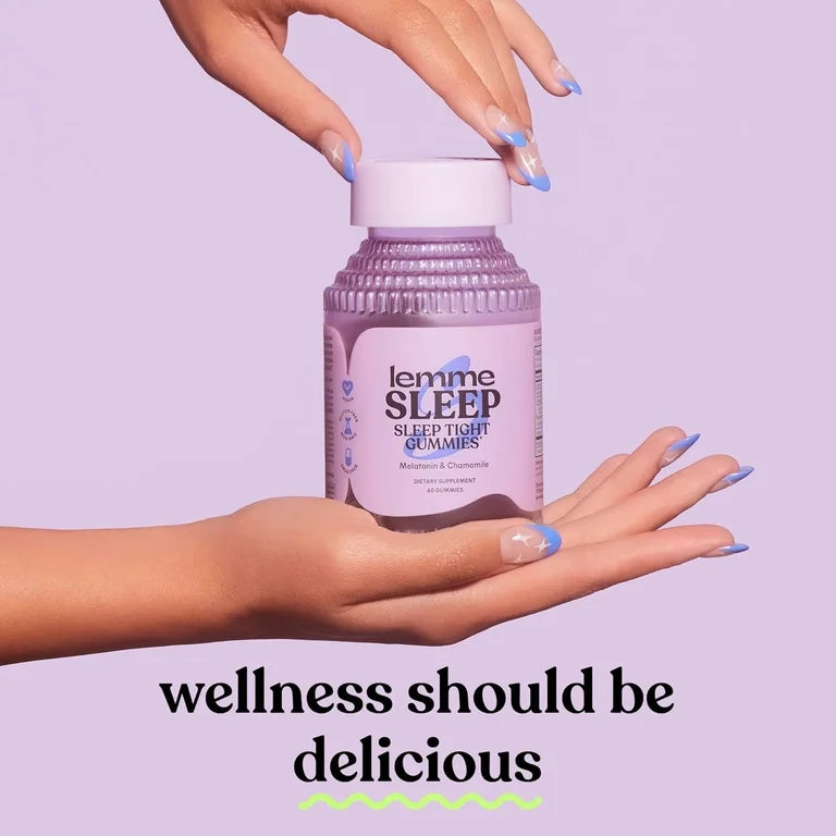 Lemme Sleep Gummies with 5mg Melatonin, Elderberry, Magnesium, L-Theanine, Chamomile and Lavender, Drug-Free Nighttime Sleep Aid, Vegan, Gluten Free, Gelatin Free, Non GMO, Berry Flavored, 60 Count