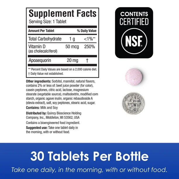 Prevagen Extra Strength Chewable Mixed Berry Tablets with Apoaequorin & Vitamin D for Your Brain, 30 Count
