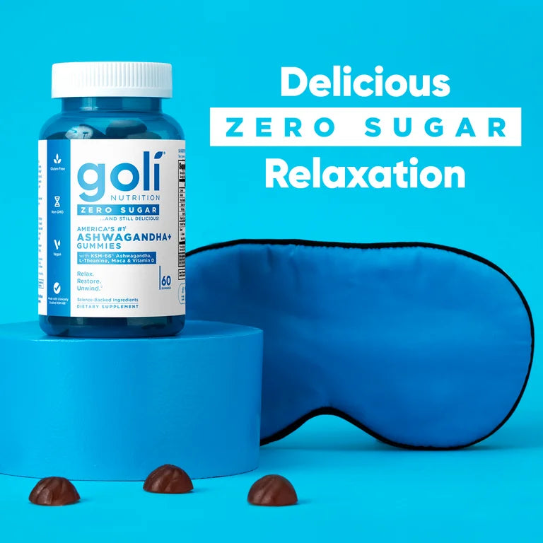 Goli Ashwagandha Zero Sugar Vegan Gummies, KSM-66 & Vitamin D, 60 Count