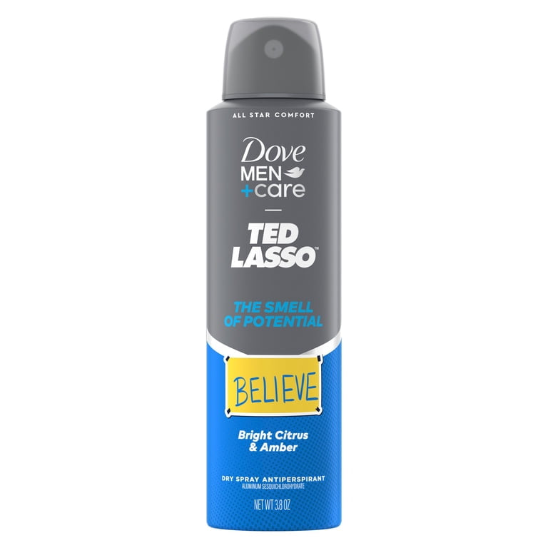 Dove Men+Care Ted Lasso Limited Edition Dry Spray Antiperspirant For 72H Protection I Believe In Believe Neutralizes Odor And Sweat, 3.8 oz