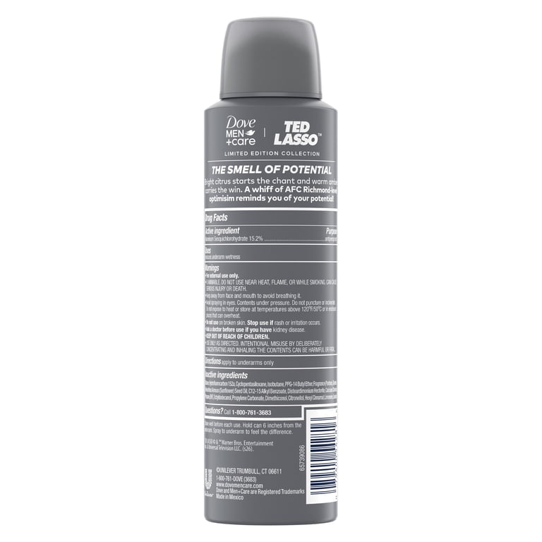 Dove Men+Care Ted Lasso Limited Edition Dry Spray Antiperspirant For 72H Protection I Believe In Believe Neutralizes Odor And Sweat, 3.8 oz
