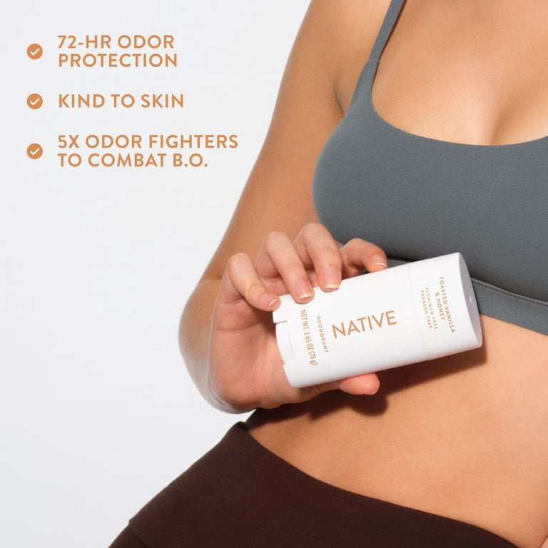Native Deodorant For Women, Aluminum Free, 72 Hour, Solid Stick, Toasted Vanilla & Honey, 2.65 oz