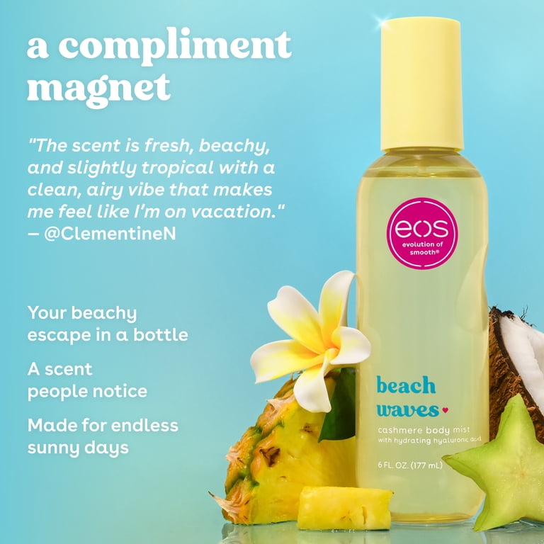 eos Cashmere Body Mist for Women, Beach Waves, Pineapple Coconut Body Spray, 6 fl oz