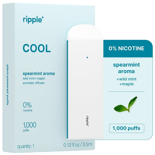 Ripple Spearmint Diffuser - 1,000 Puffs, 0% Nicotine, + Maple & Wild Mint, 100% Recyclable