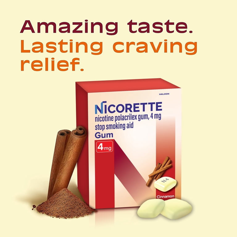 Nicorette Nicotine Gum, Stop Smoking Aids, 4 mg, Cinnamon Surge, 100 Count