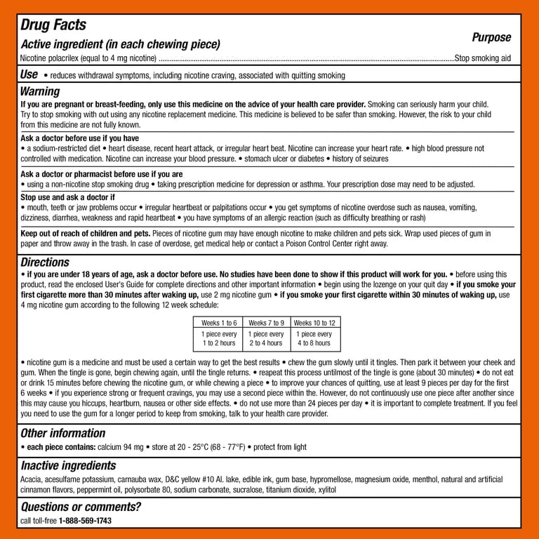 Nicorette Nicotine Gum, Stop Smoking Aids, 4 mg, Cinnamon Surge, 100 Count