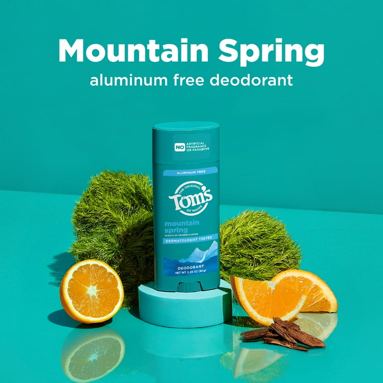 Tom’s of Maine Mountain Spring Natural Deodorant for Men and Women, Aluminum Free, 3.25 oz