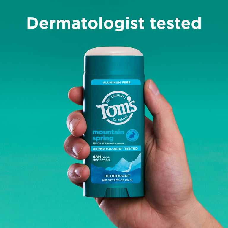 Tom’s of Maine Mountain Spring Natural Deodorant for Men and Women, Aluminum Free, 3.25 oz