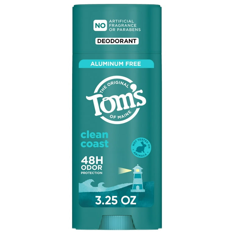 Tom’s of Maine Clean Coast Natural Deodorant for Men and Women, Aluminum Free, 3.25 oz