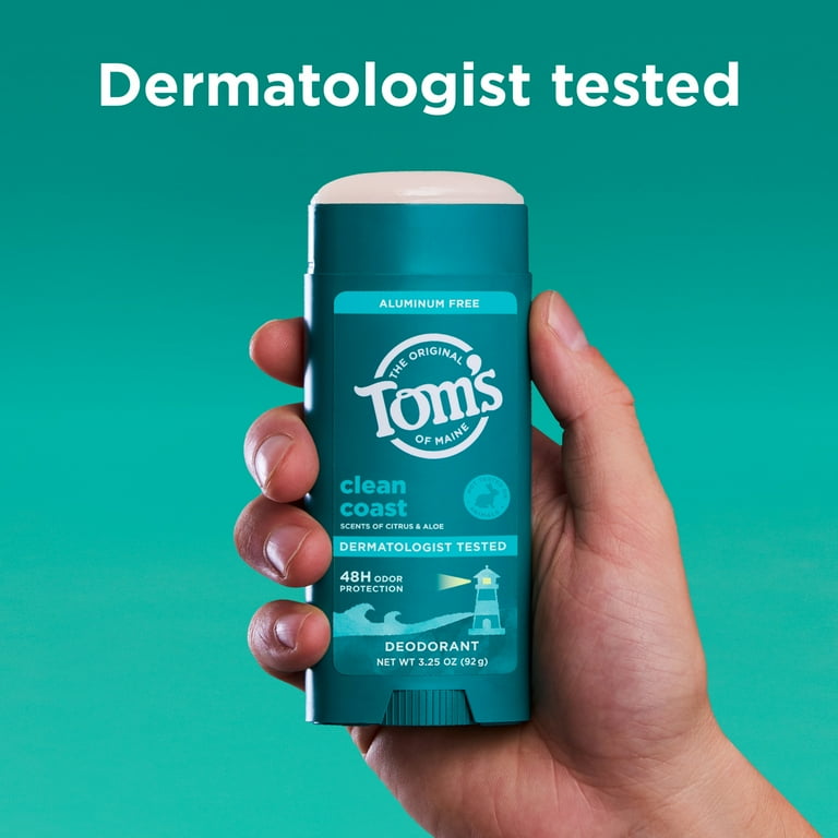 Tom’s of Maine Clean Coast Natural Deodorant for Men and Women, Aluminum Free, 3.25 oz