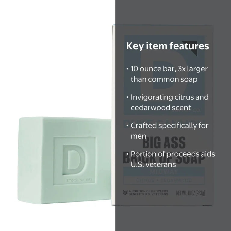 Duke Cannon Big Ass Brick of Soap for Men, Midway Scent, 10 oz Bar