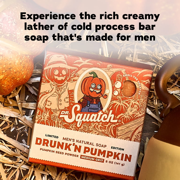 Dr. Squatch Natural Men’s Bar Soap - Cold Process Body Soap Bar - Gifts for Men - Drunkin' Pumpkin (5oz)