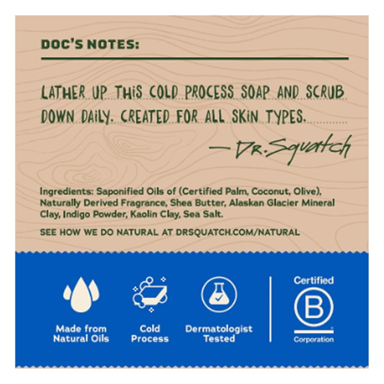 Dr. Squatch Men's Soap, Natural Bar Soap for Men, Fresh Falls, 5 oz