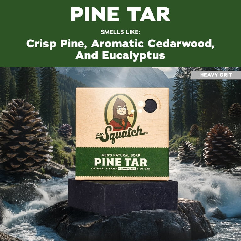 Dr. Squatch Mens Bar Soap, Natural Bar Soap for Men, Pine Tar, 5 Oz