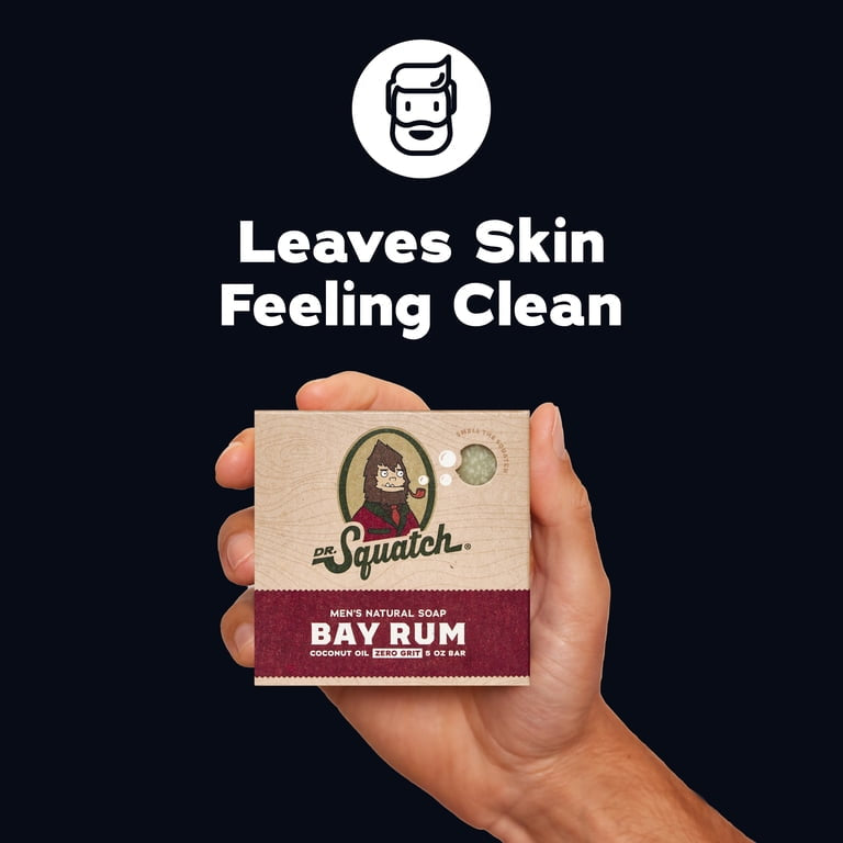 Dr. Squatch Men's Soap, Natural Bar Soap for Men, Bay Rum, 5 oz