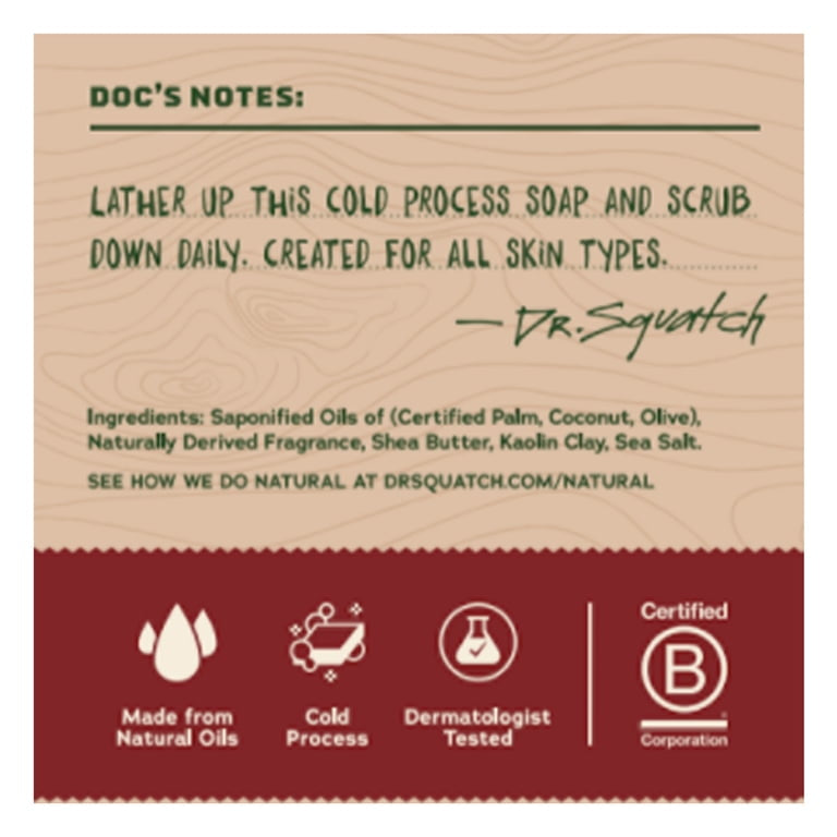 Dr. Squatch Men's Soap, Natural Bar Soap for Men, Bay Rum, 5 oz