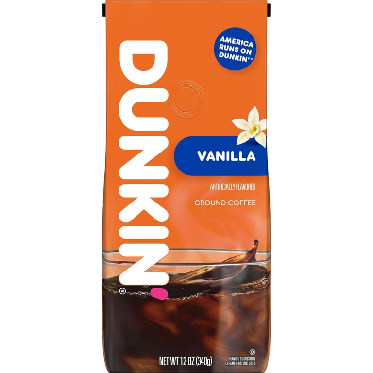 Dunkin’ French Vanilla Artificially Flavored Coffee, Ground Coffee, 12 oz Bag