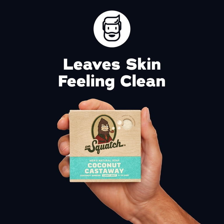 Dr. Squatch Men's Soap, Natural Bar Soap for Men, Coconut Castaway, 5 oz