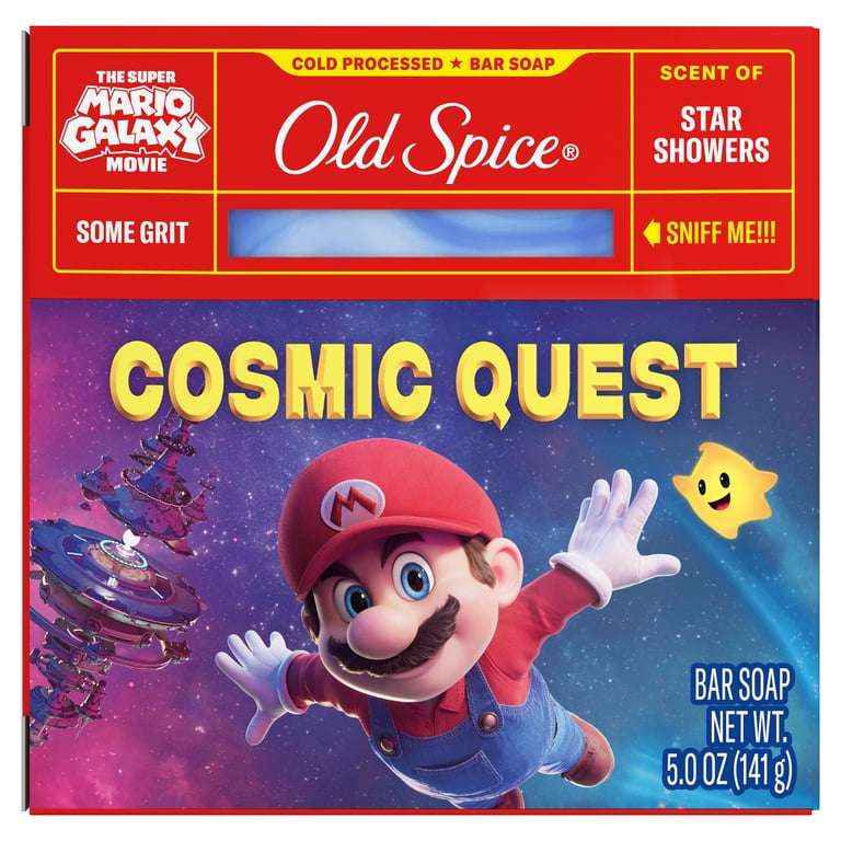 Old Spice Men's Cold Processed Bar Soap, Cosmic Quest, Scent of Star Showers, Old Spice x The Super Mario Galaxy Movie, Some Grit, 5 oz