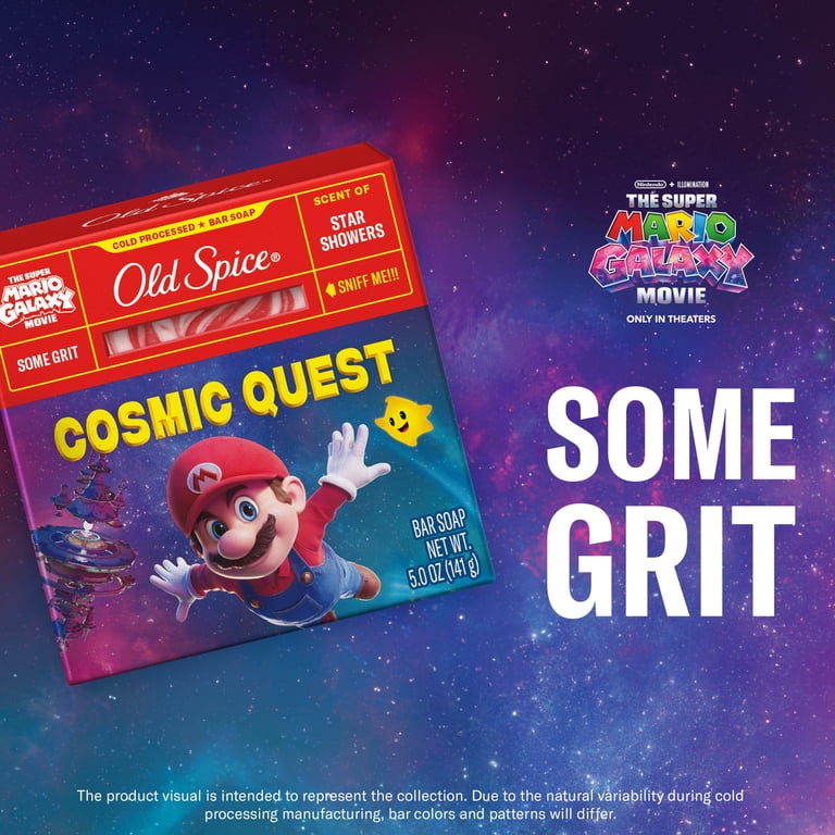 Old Spice Men's Cold Processed Bar Soap, Cosmic Quest, Scent of Star Showers, Old Spice x The Super Mario Galaxy Movie, Some Grit, 5 oz