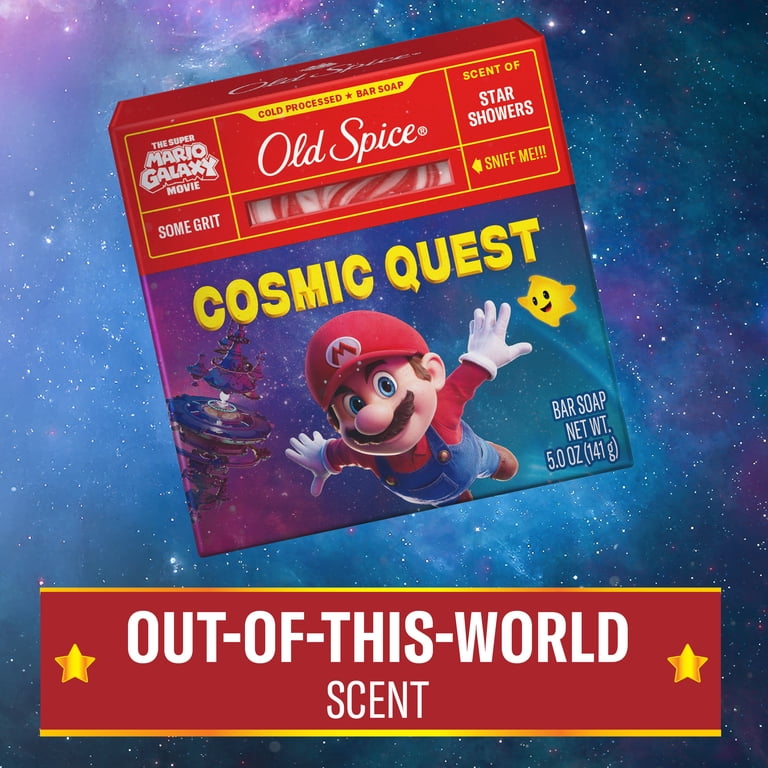 Old Spice Men's Cold Processed Bar Soap, Cosmic Quest, Scent of Star Showers, Old Spice x The Super Mario Galaxy Movie, Some Grit, 5 oz