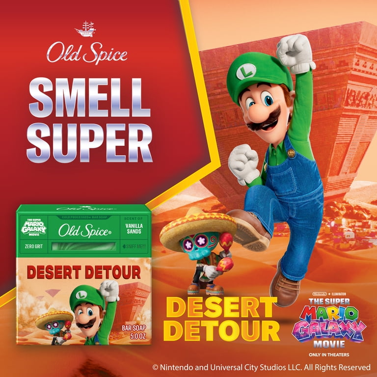 Old Spice Men's Cold Processed Bar Soap, Desert Detour, Scent of Vanilla Sands, Old Spice x The Super Mario Galaxy Movie, Zero Grit, 5 oz