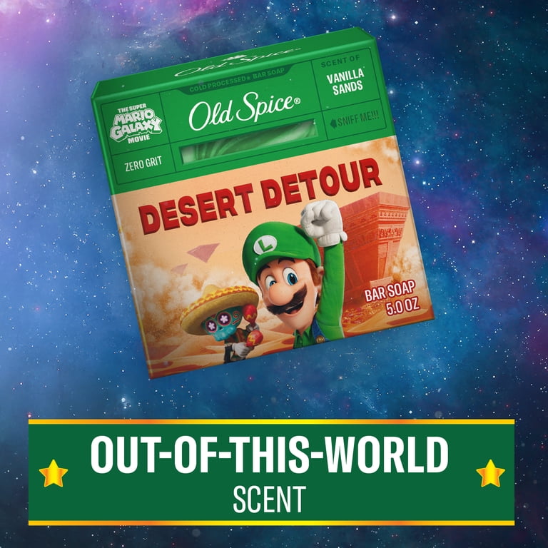 Old Spice Men's Cold Processed Bar Soap, Desert Detour, Scent of Vanilla Sands, Old Spice x The Super Mario Galaxy Movie, Zero Grit, 5 oz