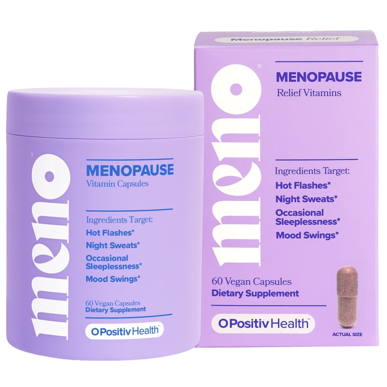 O Positiv MENO Menopause Relief Vitamin Capsules for Hot Flashes, Night Sweats, and Mood Swings, 60 Count