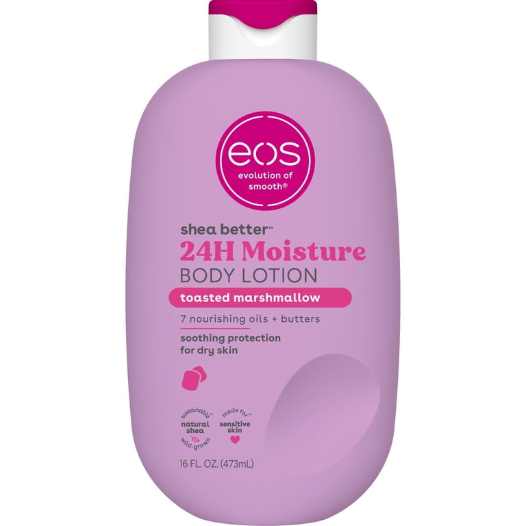 eos Toasted Marshmallow Body Lotion, 24 Hour Moisturizing Daily Body Moisturizer for Dry Skin with Shea Butter & Vitamin E, 16 oz